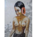 Unsigned 1970s/80s oil on canvas "A Balinese beauty", The portrait measures 77 x 61 cm