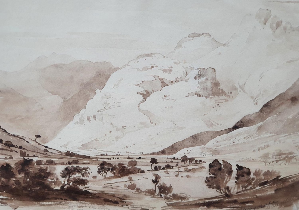 Pair of Victorian watercolour wash "Lake district landscapes" in the manner of Joseph Farington, - Image 4 of 5