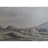 Unsigned 1880 Victorian watercolour "Bridge farm, Dudden valley", framed, The w/c measures 30 x 44