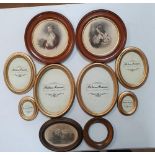 Collection of old and modern small oval & circular frames, 2 with antique portrait prints (2)