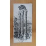 Alfred Bowyer Clayton (1795-1855) 1830s pen & ink "La Graecostasis, Rome", unframed 21 x 10 cm,