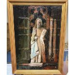 Unsigned, 1970s/80s modernist impasto palette knife oil on board, "Statue of Jesus", unsigned,