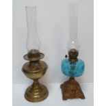 Two Victorian oil lamps (2) 52 cm tall