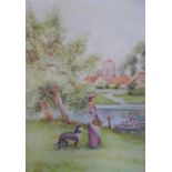 Alfred Miller, Edwardian watercolour "A ferry on the Avon" framed & signed, The w/c measures 44 x 29