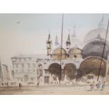 Brian Senior 1991 watercolour "St Marks Square, Venice", signed & dated, framed, The w/c measures 28