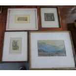 Four small antique watercolours, all framed, all by differing artists (4)