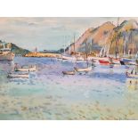Maurice TISSEYRE (1920-2017) watercolour "Boats in sheltered cove, south of France", signed, framed,