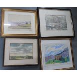 Four small 20thC watercolours by differing artists including one by Peter Richmond (4), all framed