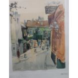 Indistinctly signed, French post-impressionist watercolour "Street in Montmartre, Paris", signed,