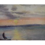 Elsie MARCH (1884-1974) seascape at day-break, signed verso, framed, The w/c measures 23 x 28 cm