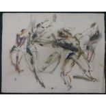 Marius Woulfart (1905-1991) oil on paper sketch "Ballet dancing", unframed 50 x 65 cm