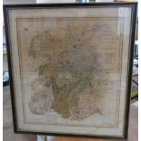C Smith 1804, Map Of The County Of Salop Divided Into Hundreds, in old thin ebonised frame The map
