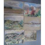 Six unsigned, early 20thC French pastel landscapes (6), unframed, Approx average size is 48 x 63 cm