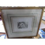 Circle of Luicen Freud, etching, head of young lady, bears pencil signature and inscription, framed,