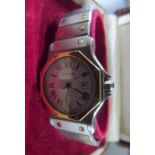 Boxed vintage Cartier unisex bi-metal watch in working order, complete with additional links, Had £