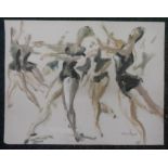 Marius Woulfart (1905-1991) oil on paper sketch "Ballet practice", unframed, 50 x 65 cm