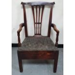 Georgian chair with leather slatted seat & integral small draw to the side (a/f), Provenance -