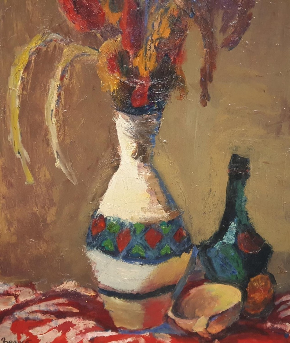 Large, André BEAUCÉ (1911-1974) oil on canvas, "Vase of flowers", unframed, 100 x 50 cm - Image 2 of 5