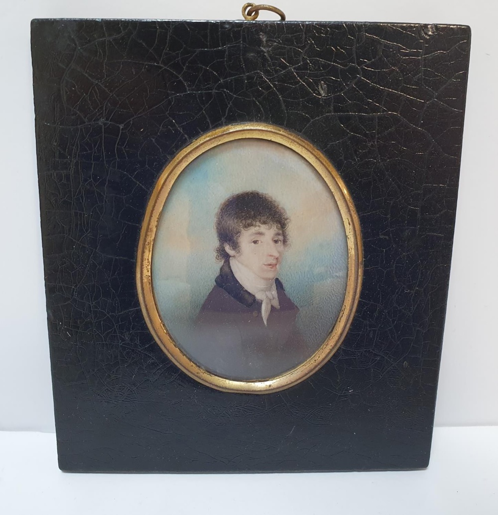 Quality 19thC watercolour miniature of the German artist E N Schouaufelda, in original ebonised - Image 2 of 4