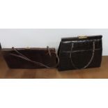 Two mid 20thC ladies good quality leather handbags, one by Waldybag, possibly Crocodile (2)