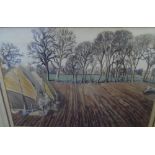 W Colby, early 20thC watercolour "Ploughed field", signed & indistinctly dated, thin frame, The w/