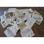 Large quantity of watercolours, drawings and cartoons, some signed Roy Brice (Qty) All unframed