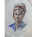 W L Hankey, bears signature, watercolour portrait of a young lady, framed, The w/c measures 34 x