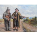 W B Mitchell 1882 oil on canvas, "Figures on the road to Dublin", signed and framed, The oil