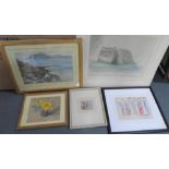 Five good quality 20thC watercolours by differing artists, four framed (5)