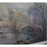 Joseph WEST (1882-1958) watercolour "Arncliffe church & bridge", signed, framed and glazed, The w/