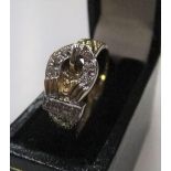 9ct yellow & white gold buckle ring Approx 3.7 grams gross, size L