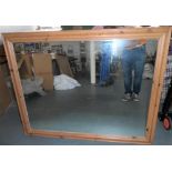 Large plain pine mirror, 90 x 114 cm