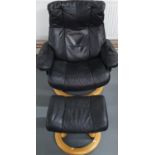 Ekornes of Norway, stress-less leather lounge chair with ottoman