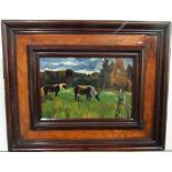 Attributed to Raymond THIBÉSART (1874-1968) oil "Horses grazing" in superb original frame,