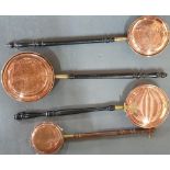 Four Victorian copper bedwarmers (4)