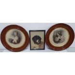 Bransby Williams, miniature watercolour portrait of a St Bernard dog together with a pair of