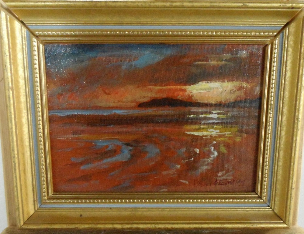 David B Embrey impressionist oil on board, "Camber sands", signed, framed, The oil measures 13 x - Image 2 of 3