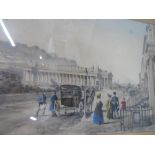 Indistinctly signed 1837 coloured lithograph "Princess street, Edinburgh", framed, 29 x 42 cm
