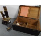 ANTIQUE BOXED MICROSCOPE BY BECK OF LONDON together with accessories