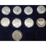 Collection of 9 replica coins to include copies of young head Victoria coins & Buddhist temple