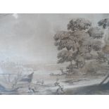 Superb old master etching of an engraving after a Claude Loraine drawing, inscribed to plate,
