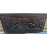 Bronzed metal over wood, plaque depicting the last supper, 32 x 62 cm