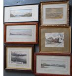 Collection of 6 small, late 19thC-mid 20thC landscape watercolours by differing artists, all