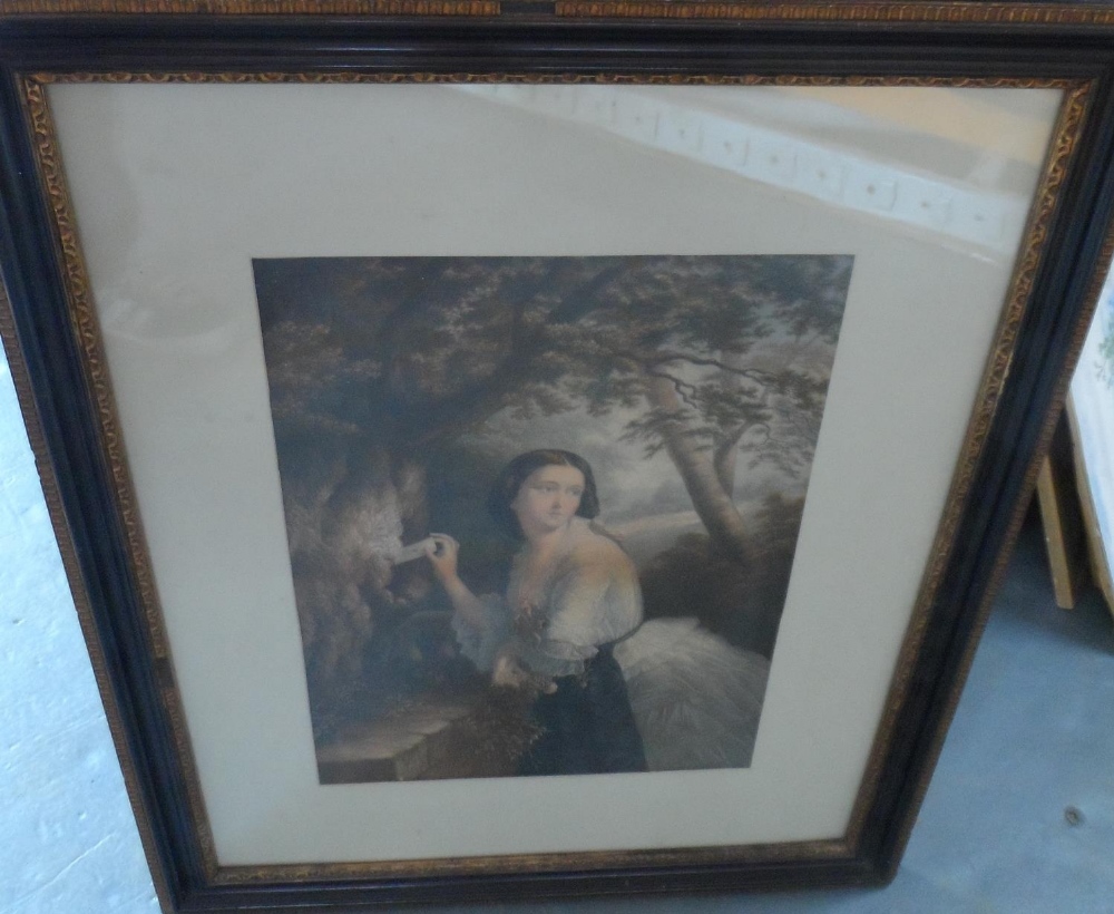 Original Victorian Baxter print "Posting a letter" in fine quality old frame, The print measures - Image 3 of 7