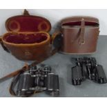 Pair of Denhill Hawk (1960) cased binoculars together with another unmarked vintage pair of cased