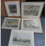 Collection of 5 20thC landscape watercolours (4 framed), all by differing artists (5)