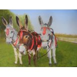 Indistinctly monogrammed oil on board, "The 3 amigos", wood framed, The oil measures 30 x 41 cm