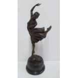 Indistinctly signed, later 20thC bronze depicting a balarina on domed plinth, 47 cm high 5 kgs