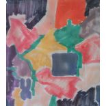 Manner of Mikhail LARIONOV (1881-1964), colourful watercolour abstract, unsigned, carved wood frame,