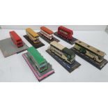 Collection of 7 limited edition Corgi buses, all on plinths (7)